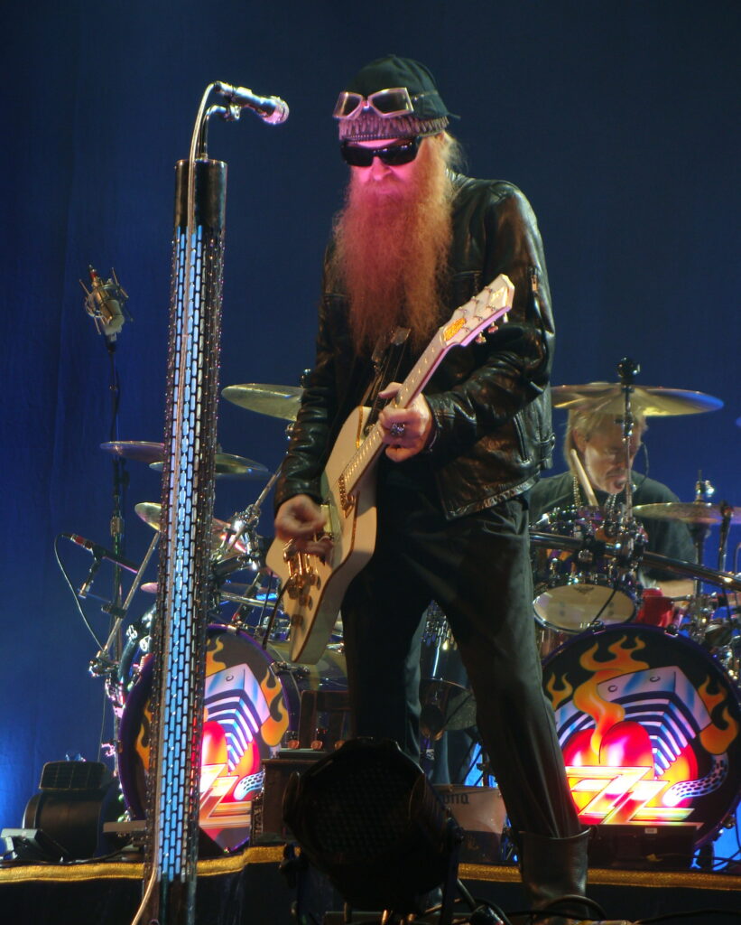 Billy Gibbons of ZZ Top performing on stage at Bilbao BBK Live in July 2008