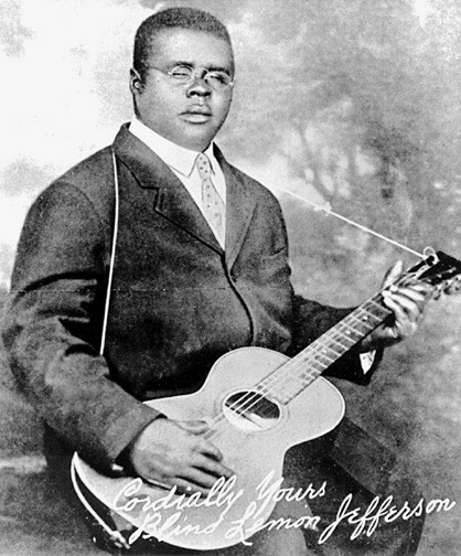 Blind Lemon Jefferson in a publicity photograph from about 1926 to 1929