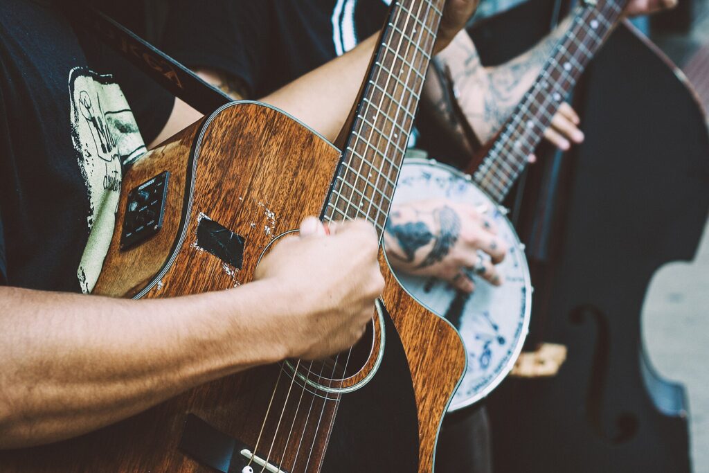 Young learner with an acoustic guitar