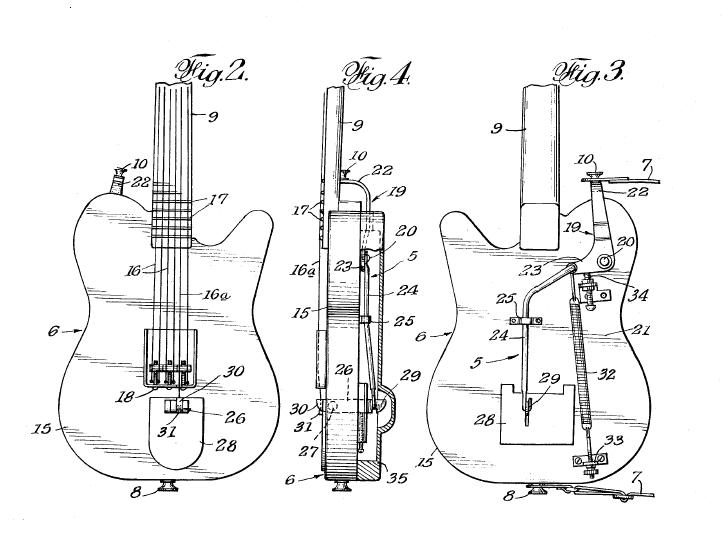 Patent drawing of the Parsons White StringBender from 1968