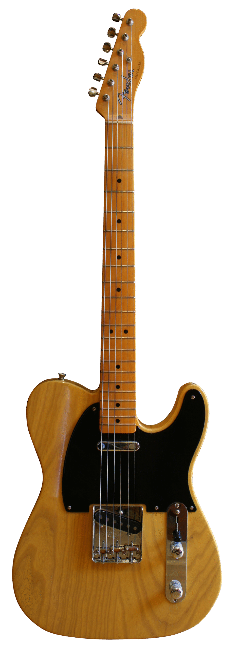 Fender American Vintage 1952 Telecaster in butterscotch blonde on a transparent background